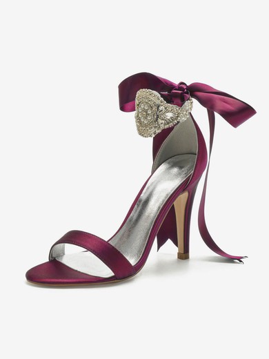 Women's Sandals Satin Bowknot Stiletto Heel Wedding Shoes #UKM03031164