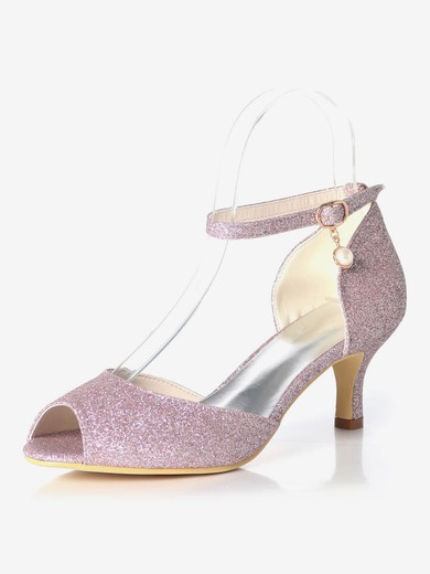 Women's Sandals Sparkling Glitter Buckle Kitten Heel Wedding Shoes #UKM03031165