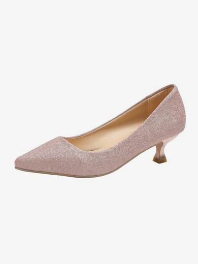 Women's Pumps Sparkling Glitter Chunky Heel Wedding Shoes #UKM03031179