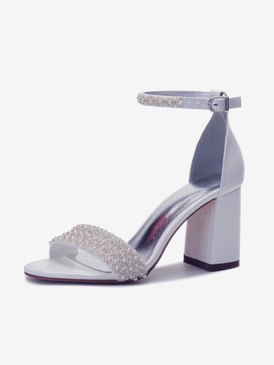 Women's Sandals Leatherette Buckle Chunky Heel Wedding Shoes #UKM03031184