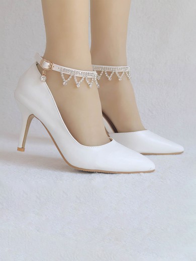 Women's Closed Toe Leatherette Tassel Stiletto Heel Wedding Shoes #UKM03031196