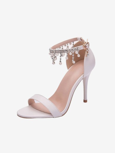 Women's Sandals Satin Crystal Stiletto Heel Wedding Shoes #UKM03031198