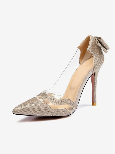 Women's Pumps Sparkling Glitter Bowknot Stiletto Heel Wedding Shoes #UKM03031368