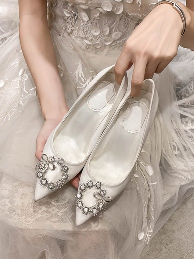 Women's Pumps Satin Crystal Stiletto Heel Wedding Shoes #UKM03031379