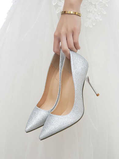 Women's Pumps Sparkling Glitter Crystal Stiletto Heel Wedding Shoes #UKM03031406