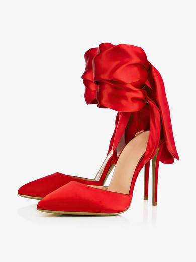 Women's Closed Toe Satin Lace-up Stiletto Heel Wedding Shoes #UKM03031409