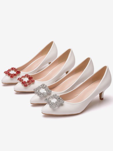 Women's Pumps PVC Crystal Kitten Heel Wedding Shoes #UKM03031420