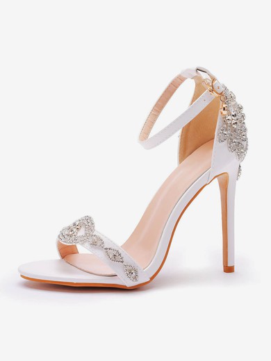 Women's Peep Toe PVC Buckle Stiletto Heel Wedding Shoes #UKM03031421