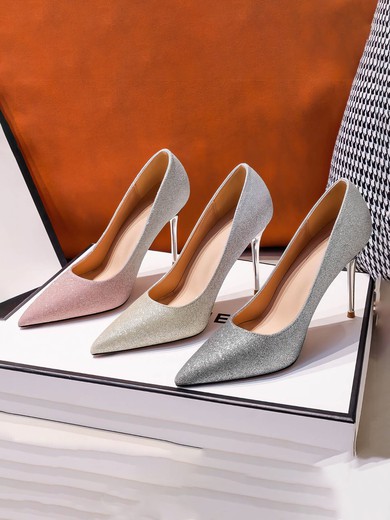 Women's Pumps PVC Sequin Stiletto Heel Wedding Shoes #UKM03031423