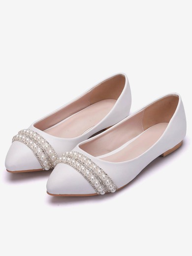 Women's Pumps PVC Crystal Flat Heel Wedding Shoes #UKM03031433