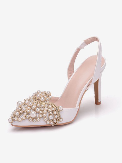 Women's Closed Toe PVC Crystal Stiletto Heel Wedding Shoes #UKM03031434