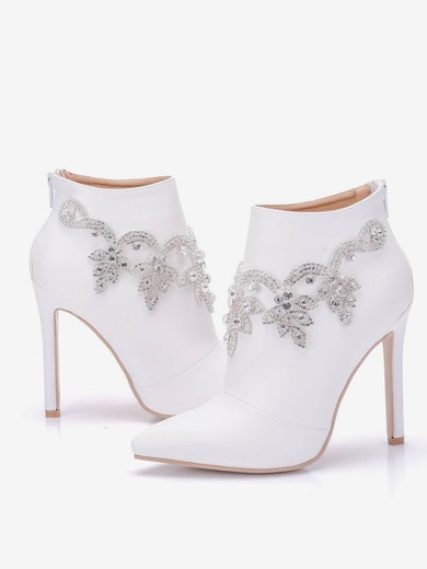 Women's Closed Toe PVC Zipper Stiletto Heel Wedding Shoes #UKM03031436