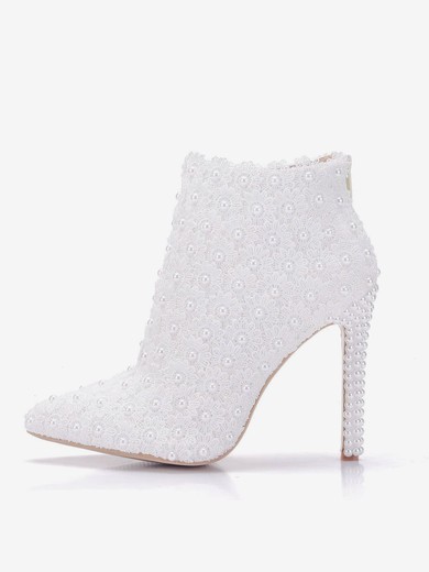 Women's Boots PVC Flower Stiletto Heel Wedding Shoes #UKM03031437