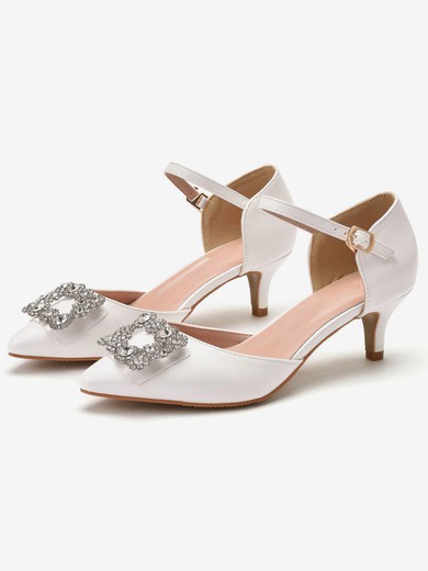 Women's Closed Toe PVC Buckle Kitten Heel Wedding Shoes #UKM03031442