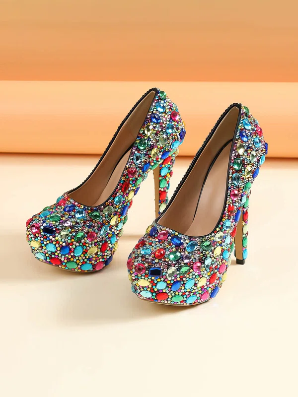 Women's Pumps PVC Crystal Stiletto Heel Wedding Shoes #UKM03031454