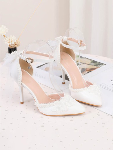Women's Closed Toe PVC Buckle Stiletto Heel Wedding Shoes #UKM03031460