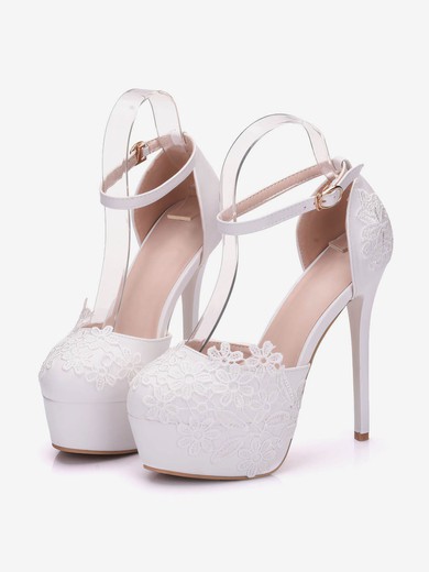 Women's Closed Toe PVC Buckle Stiletto Heel Wedding Shoes #UKM03031461