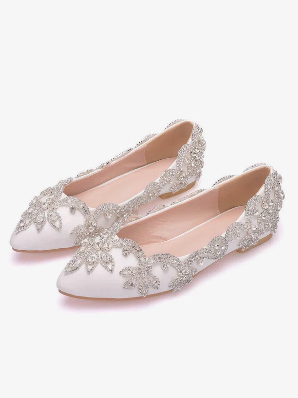Women's Pumps PVC Crystal Flat Heel Wedding Shoes #UKM03031471