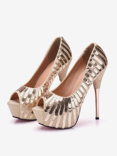 Women's Pumps PVC Sequin Stiletto Heel Wedding Shoes #UKM03031472
