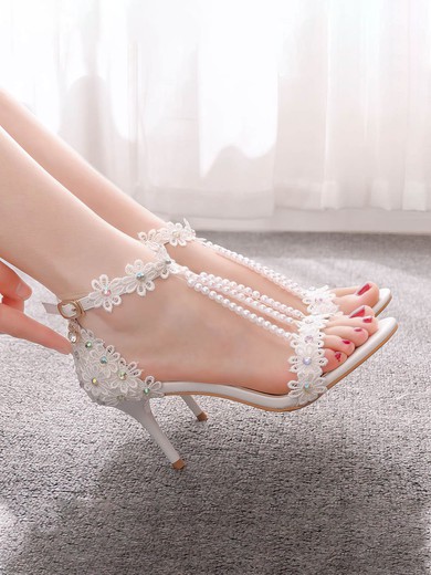 Women's Sandals PVC Rhinestone Stiletto Heel Wedding Shoes #UKM03031474