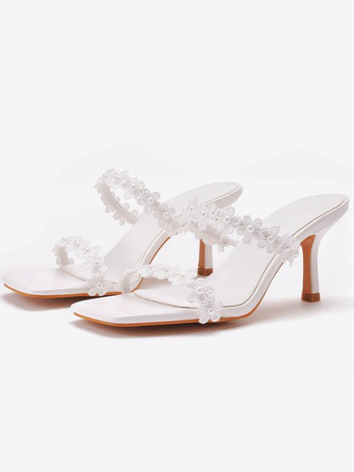 Women's Sandals PVC Flower Stiletto Heel Wedding Shoes #UKM03031478