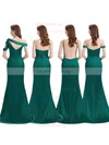 Silk-like Satin Off-the-shoulder Trumpet/Mermaid Sweep Train Split Front Bridesmaid Dresses #UKM01013932