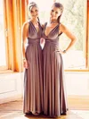 Chiffon V-neck A-line Floor-length Bridesmaid Dresses #UKM01013960