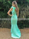Silk-like Satin One Shoulder Trumpet/Mermaid Sweep Train Bow Bridesmaid Dresses #UKM01013987
