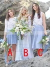 Lace Chiffon Scoop Neck A-line Sweep Train Bridesmaid Dresses #UKM01013998
