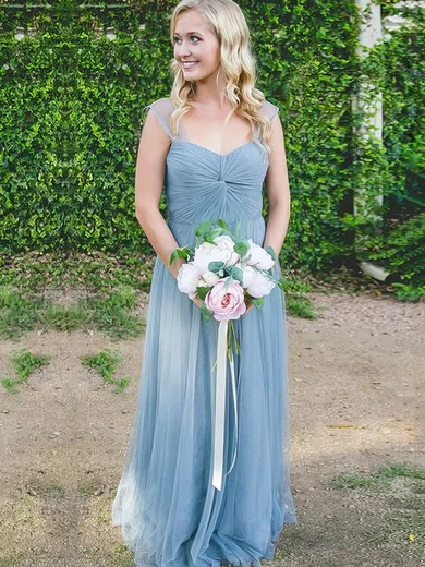 Tulle Sweetheart A-line Sweep Train Ruffles Bridesmaid Dresses #UKM01013999
