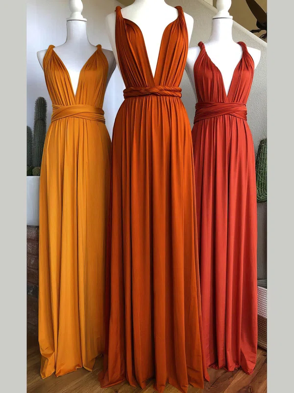 Silk-like Satin V-neck A-line Sweep Train Bridesmaid Dresses #UKM01014020