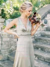 Silk-like Satin V-neck A-line Floor-length Bridesmaid Dresses #UKM01014075