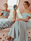Silk-like Satin Off-the-shoulder A-line Sweep Train Bridesmaid Dresses #UKM01014086