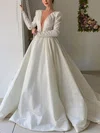 Ball Gown V-neck Satin Court Train Wedding Dresses #UKM00023974