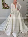 Glitter Scoop Neck Ball Gown Court Train Wedding Dresses #UKM00023974