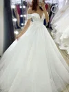 Satin Glitter Off-the-shoulder Ball Gown Court Train Wedding Dresses #UKM00024033