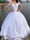 Ball Gown/Princess Illusion Tulle Court Train Wedding Dresses With Appliques Lace #UKM00024042