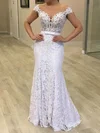Trumpet/Mermaid Illusion Lace Sweep Train Wedding Dresses With Sashes / Ribbons #UKM00024046