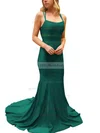 Silk-like Satin Square Neckline Trumpet/Mermaid Sweep Train Prom Dresses #UKM020107308