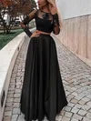 Ball Gown/Princess Floor-length Scoop Neck Satin Tulle Appliques Lace Prom Dresses #UKM020107381