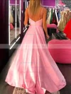 Silk-like Satin V-neck A-line Sweep Train Split Front Prom Dresses #UKM020107453