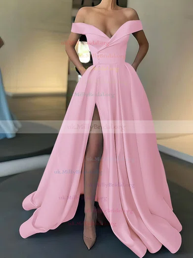 Light pink off clearance the shoulder prom dress