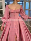 Satin Sweetheart Ball Gown Sweep Train Buttons Prom Dresses #UKM020107559