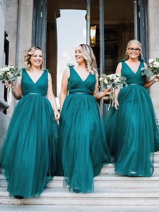 Tulle A-Line Bridesmaid Dress with Sweetheart Neckline