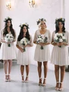 Chiffon V-neck A-line Knee-length Bridesmaid Dresses #UKM01014171