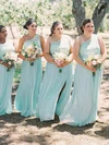 Chiffon One Shoulder A-line Floor-length Appliques Lace Bridesmaid Dresses #UKM01014196