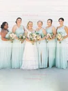 Chiffon One Shoulder A-line Floor-length Appliques Lace Bridesmaid Dresses #UKM01014196