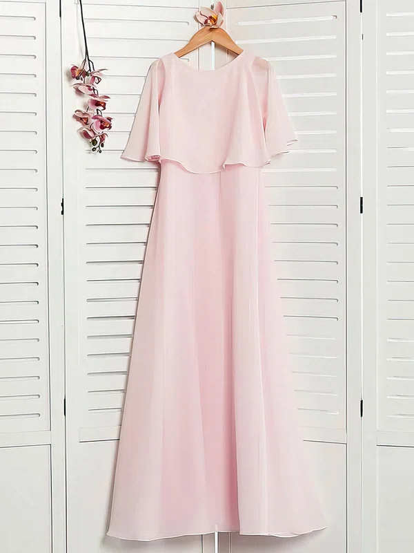 Chiffon Scoop Neck A-line Floor-length Bridesmaid Dresses #UKM01014210