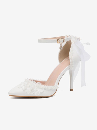 Women's Closed Toe Stiletto Heel PVC Rhinestone Wedding Shoes #UKM03030953