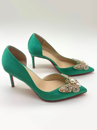 Women's Pumps Stiletto Heel PVC Bowknot Wedding Shoes #UKM03031046